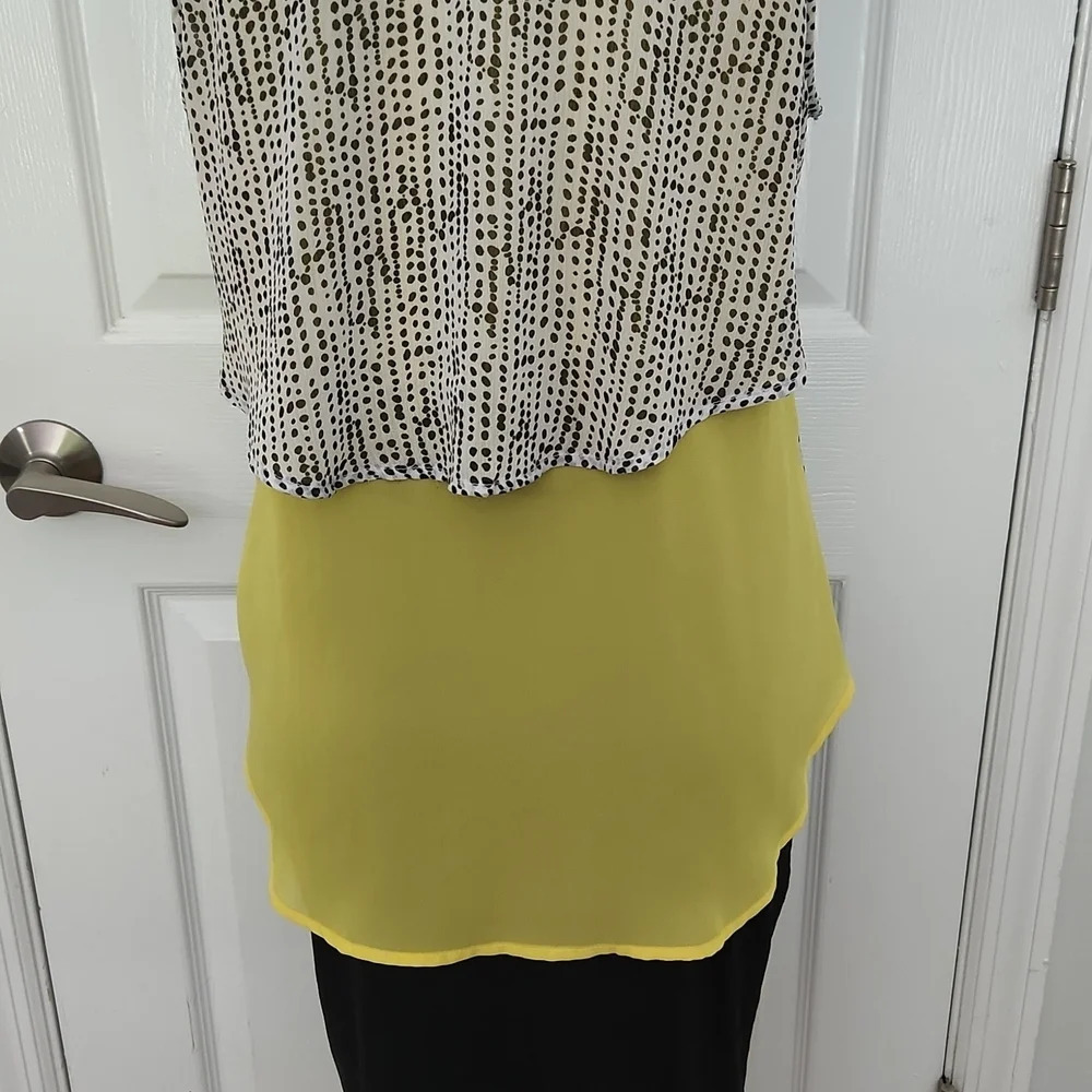 BCX Black, White, & Yellow Sheer Top - Picture 9 of 13
